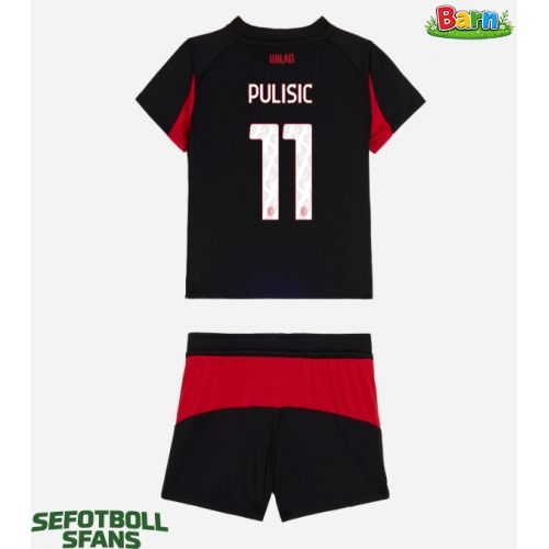 AC Milan Christian Pulisic #11 Hemmaställ Barn 2025-26 Kortärmad (+ Korta byxor)